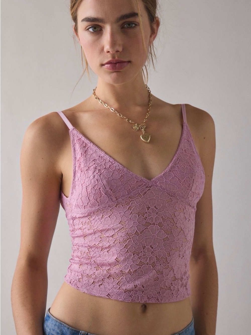 Urban Outfitters Lace Bandeau Cami in Dusty Lavender
